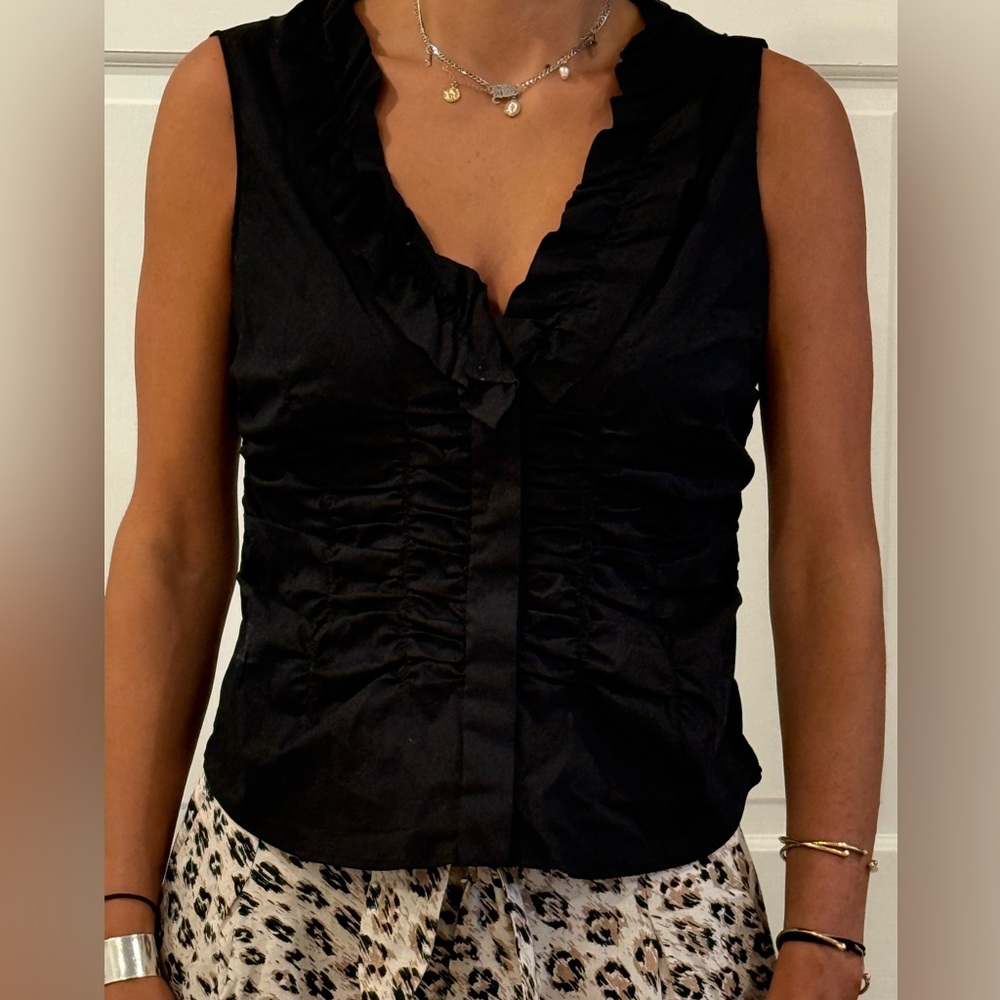 Prada Black Ruffled Blouse